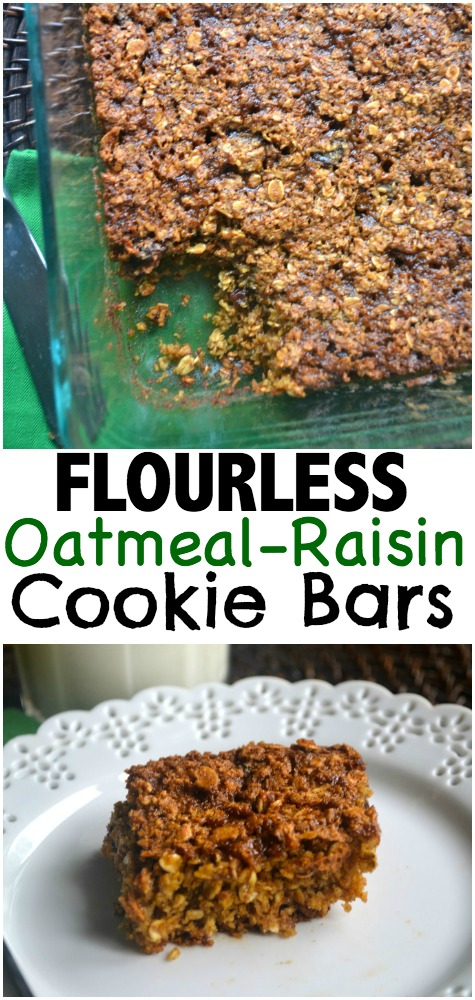 Flourless Oatmeal Raisin Cookie Bar
